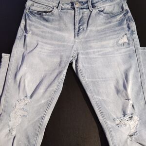 PacSun Light Blue Distressed Straight Leg Jeans